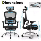 Fauteuil de bureau professionnel à dossier haut, support lombaire réglable, appui-tête 3D, accoudoirs relevables pour le travail au bureau, capacité de 136 kg, noir