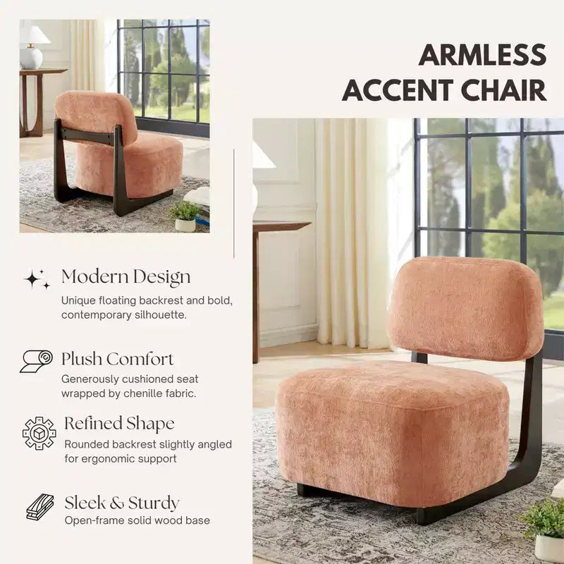 Fauteuils d'appoint GDFStudio Durab modernes en bois d'acacia et chenille