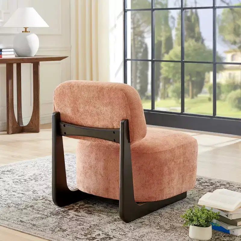 Fauteuils d'appoint GDFStudio Durab modernes en bois d'acacia et chenille