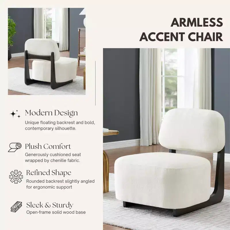 Fauteuils d'appoint GDFStudio Durab modernes en bois d'acacia et chenille