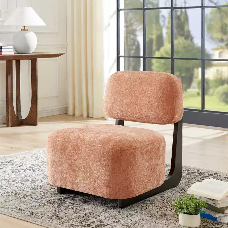 Fauteuils d'appoint GDFStudio Durab modernes en bois d'acacia et chenille