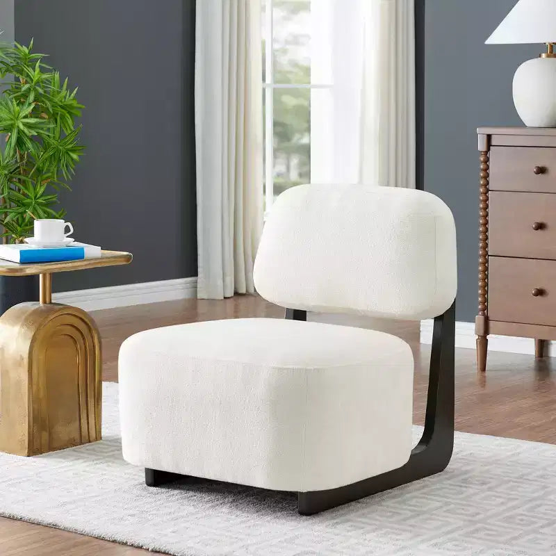 Fauteuils d'appoint GDFStudio Durab modernes en bois d'acacia et chenille