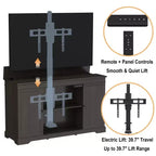 Meuble TV lift GDLF, meuble TV motorisé escamotable pour téléviseurs de 55 à 65 pouces avec rangement et télécommande, Noyer moderne