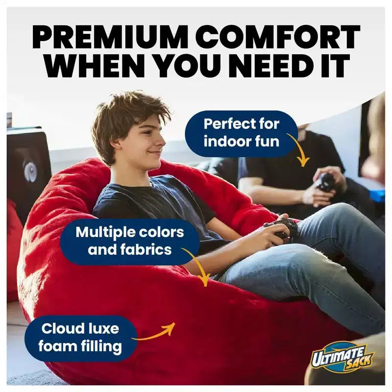 Fauteuil poire Ultimate Sack Lounger, surdimensionné, confortable, en suédine sarcelle, pour l'intérieur