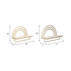 Étagère Murale Style Arc-en-ciel - Organisateur de Rangement Moderne en Bois et Métal pour la Décoration Intérieure - Lot de 2, 20, 16