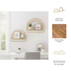 Étagère Murale Style Arc-en-ciel - Organisateur de Rangement Moderne en Bois et Métal pour la Décoration Intérieure - Lot de 2, 20, 16