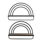Étagère Murale Style Arc-en-ciel - Organisateur de Rangement Moderne en Bois et Métal pour la Décoration Intérieure - Lot de 2, 20, 16