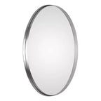 Miroir mural décoratif ovale Uttermost, cadre en acier nickel brossé plaqué, moderne, 50,8 cm de large, pour salle de bain, chambre et salon