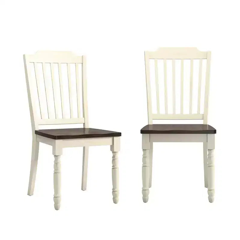 Chaises de salle à manger à lattes bicolores Ohana (lot de 2) - iNSPIREQ