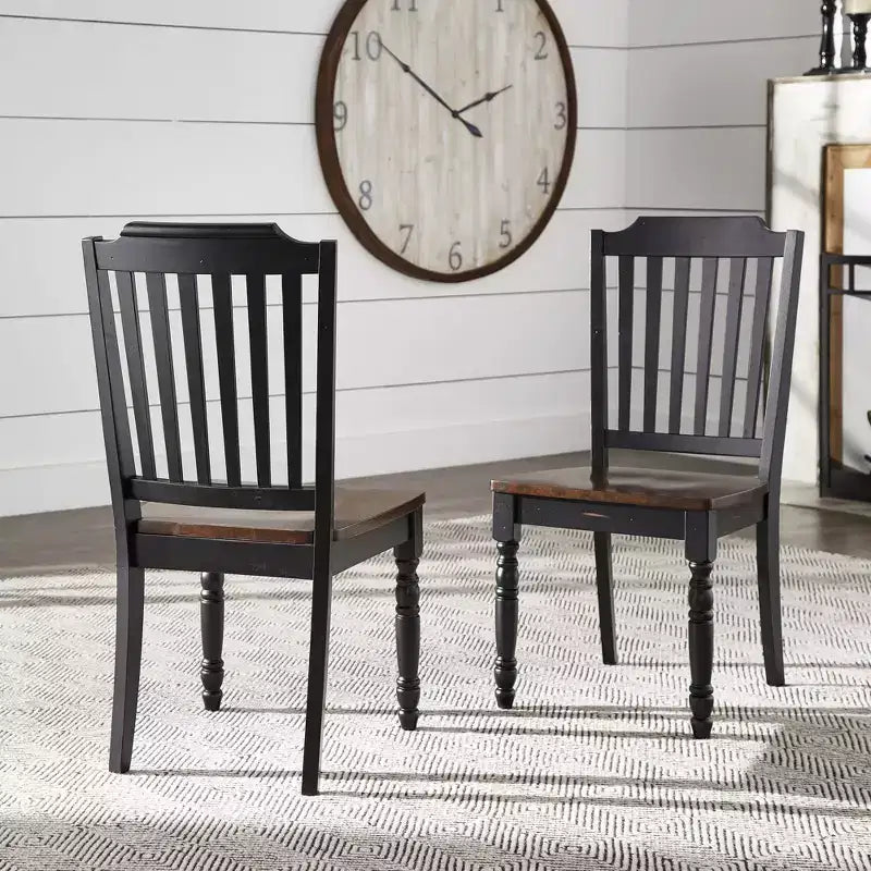 Chaises de salle à manger à lattes bicolores Ohana (lot de 2) - iNSPIREQ