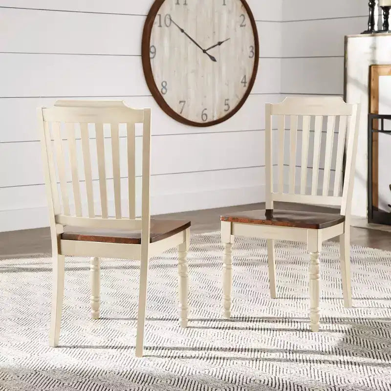 Chaises de salle à manger à lattes bicolores Ohana (lot de 2) - iNSPIREQ