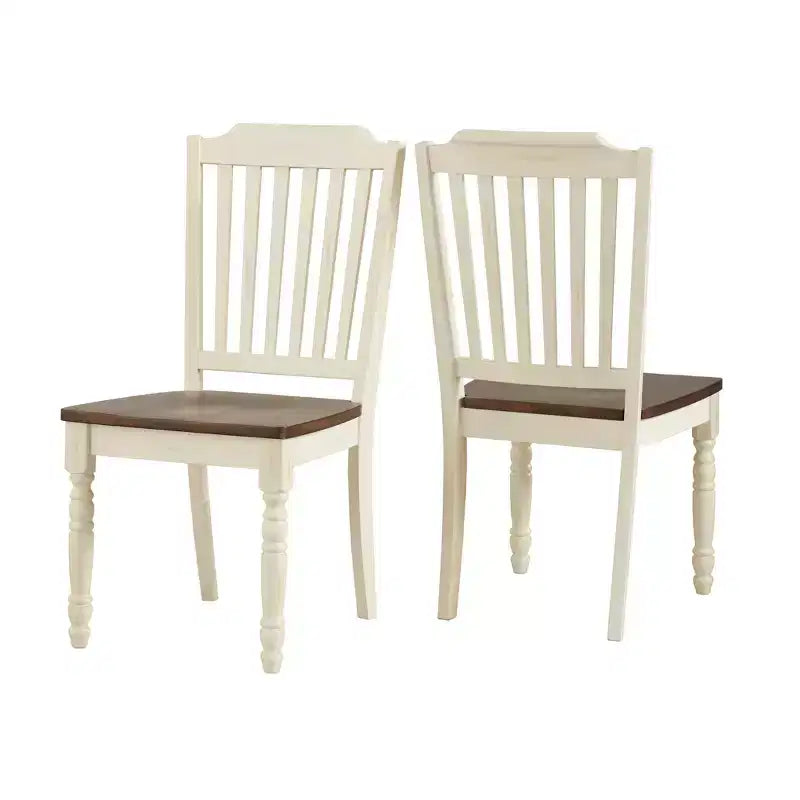 Chaises de salle à manger à lattes bicolores Ohana (lot de 2) - iNSPIREQ