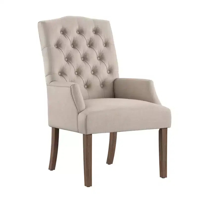 Chaise de salle à manger capitonnée Raghnaid au fini naturel légèrement vieilli - iNSPIREQ