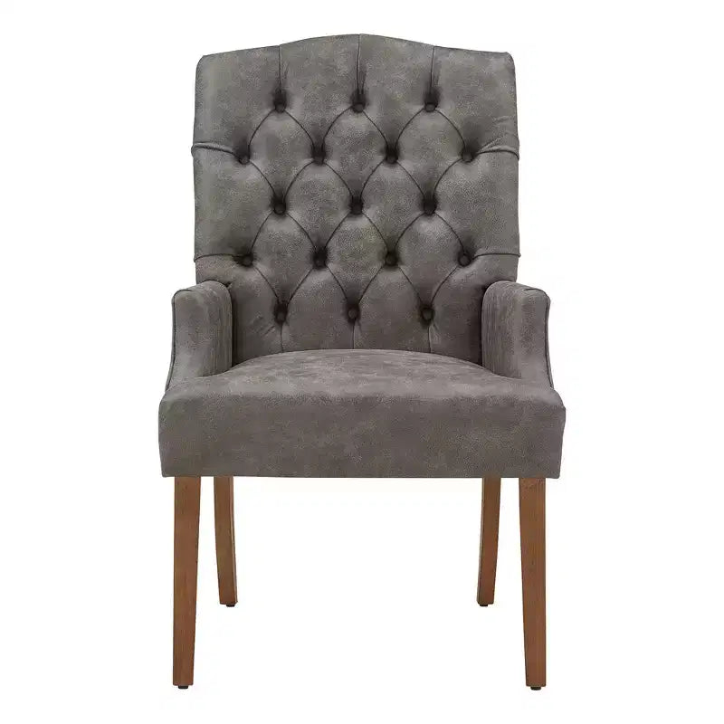 Chaise de salle à manger capitonnée Raghnaid au fini naturel légèrement vieilli - iNSPIREQ