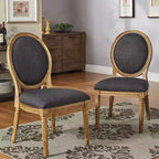 Chaises de salle à manger Aramis rondes en lin et bois (Lot de 2) - iNSPIREQ