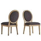Aramis Round Linen and Wood Dining Chairs (Set of 2) - iNSPIREQ