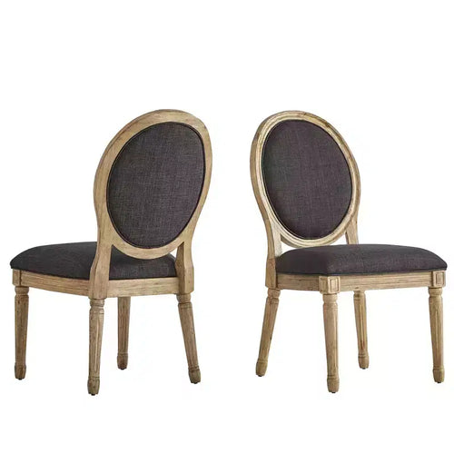 Aramis Round Linen and Wood Dining Chairs (Set of 2) - iNSPIREQ