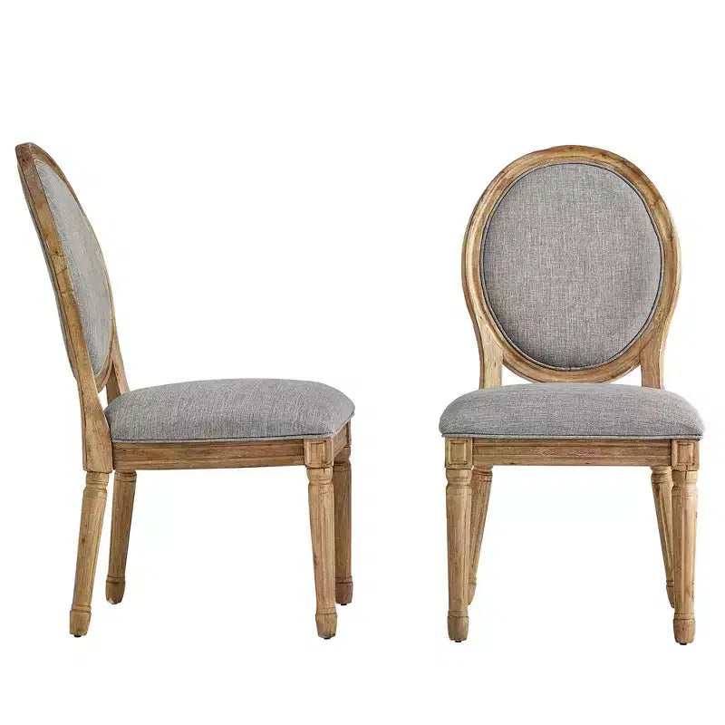 Chaises de salle à manger Aramis rondes en lin et bois (Lot de 2) - iNSPIREQ