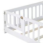 Lit de plancher double Luxystar avec clôture et porte pour chambre d'enfant