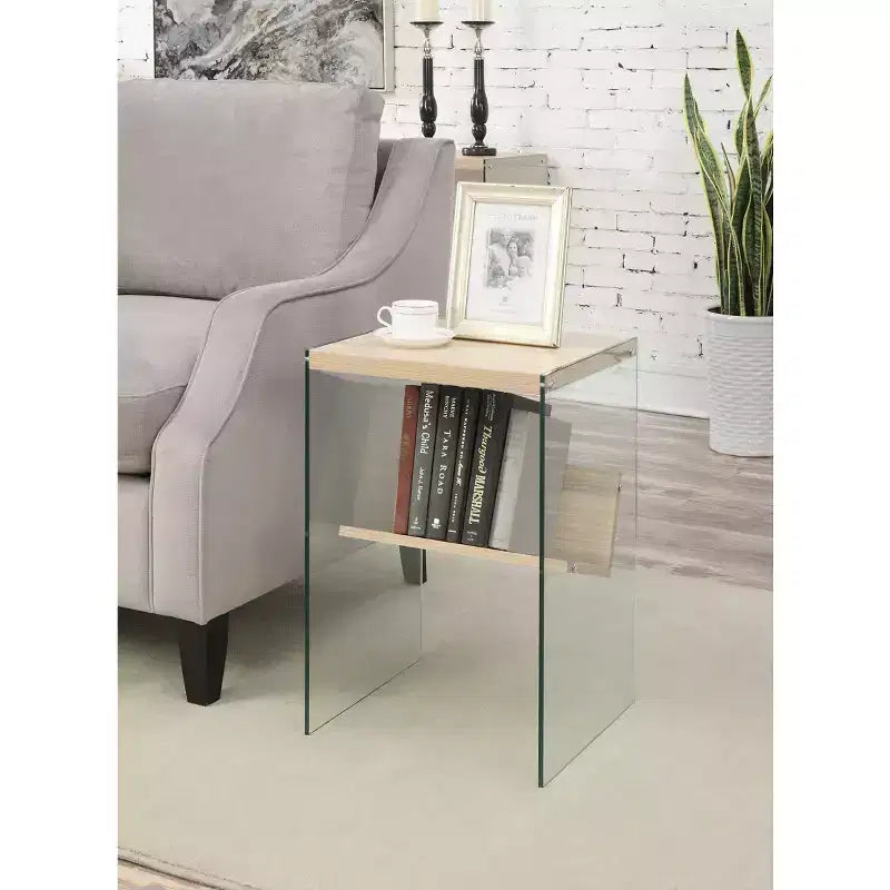 Table d'appoint rectangulaire en verre HomeStock, 1 pièce