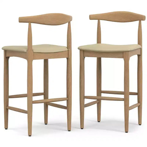 Angela Mid Century Modern Bar Stool in Faux Leather, Fully Assembled