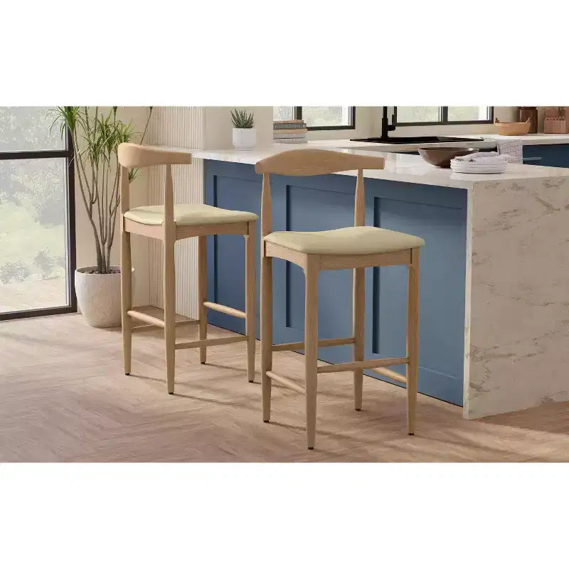 Tabouret de bar Angela Mid Century Modern en similicuir, entièrement assemblé