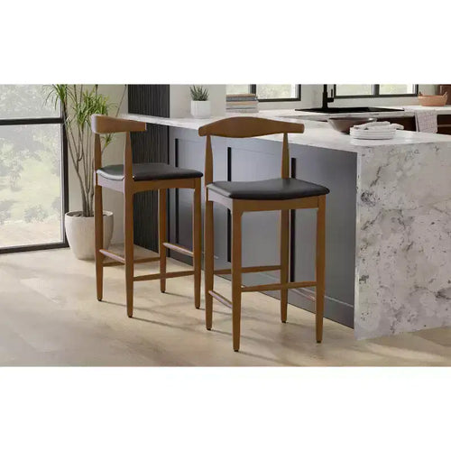 Tabouret de bar Angela Mid Century Modern en similicuir, entièrement assemblé