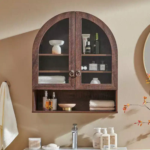 Armoire de salle de bain murale cintrée avec tiroir, 28 pouces, armoire à pharmacie moderne avec étagères réglables, rangement au-dessus des toilettes