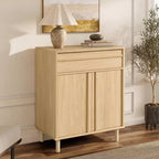 LuxenHome Petit buffet de rangement de 80 cm, Armoire d'appoint chêne pour salon, salle à manger ou entrée Chêne noisetier