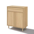 LuxenHome Petit buffet de rangement de 80 cm, Armoire d'appoint chêne pour salon, salle à manger ou entrée Chêne noisetier