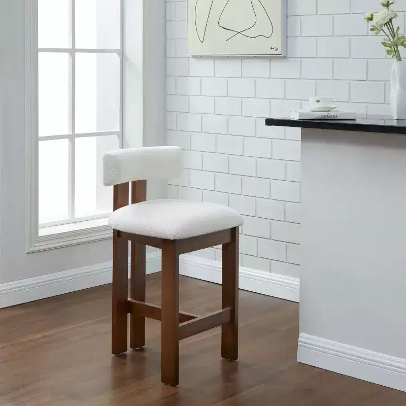 Tabouret de comptoir Macey Boucle - SFV4860 - Ivoire/Blanc - Safavieh Couture