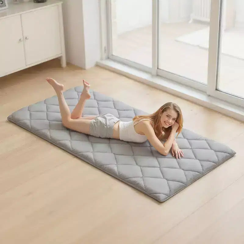 Tapis Tatami Japonais VEVOR, Matelas Tatami Japonais Pliable Taille Double, Matelas Futon avec Sac de Rangement, Tapis de Sol 9 Couches, 80 x 39 x 3,5 po, Gris