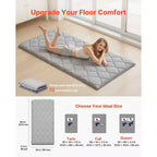 Tapis Tatami Japonais VEVOR, Matelas Tatami Japonais Pliable Taille Double, Matelas Futon avec Sac de Rangement, Tapis de Sol 9 Couches, 80 x 39 x 3,5 po, Gris