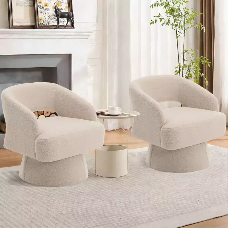 Fauteuil pivotant - Fauteuil moderne rembourré avec dossier rayé et rembourrage moelleux, chaise longue ronde pour salon, chambre à coucher (1 pièce)