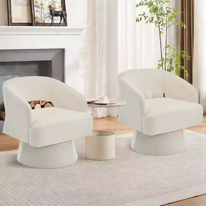 Fauteuil pivotant - Fauteuil moderne rembourré avec dossier rayé et rembourrage moelleux, chaise longue ronde pour salon, chambre à coucher (1 pièce)