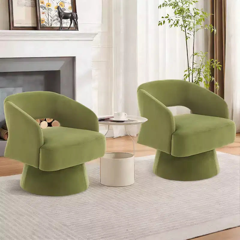 Fauteuil pivotant - Fauteuil moderne rembourré avec dossier rayé et rembourrage moelleux, chaise longue ronde pour salon, chambre à coucher (1 pièce)