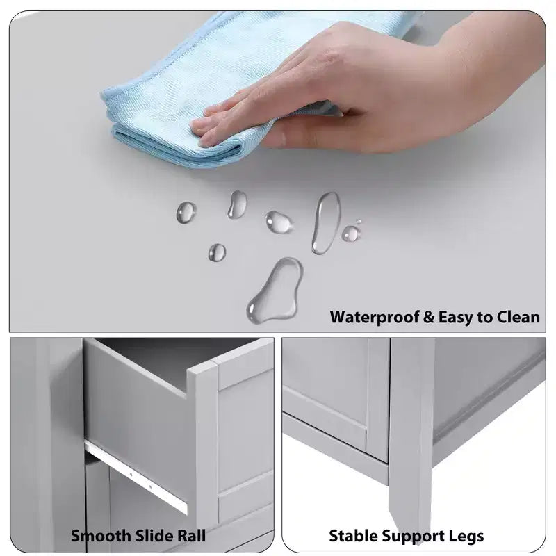 COZONY Commode à 6 tiroirs pour chambre à coucher, commode moderne en bois avec tiroirs de rangement profonds et poignées métalliques, pour entrée ou couloir