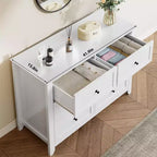 COZONY Commode à 6 tiroirs pour chambre à coucher, commode moderne en bois avec tiroirs de rangement profonds et poignées métalliques, pour entrée ou couloir