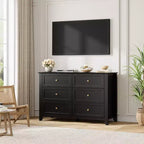 COZONY Commode à 6 tiroirs pour chambre à coucher, commode moderne en bois avec tiroirs de rangement profonds et poignées métalliques, pour entrée ou couloir