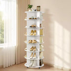 Meuble à chaussures rotatif à 7 niveaux VEVOR avec roulettes, tour de rangement mobile pivotante à 360°, étagère de rangement paresseuse, blanc
