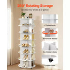 Meuble à chaussures rotatif à 7 niveaux VEVOR avec roulettes, tour de rangement mobile pivotante à 360°, étagère de rangement paresseuse, blanc