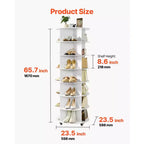Meuble à chaussures rotatif à 7 niveaux VEVOR avec roulettes, tour de rangement mobile pivotante à 360°, étagère de rangement paresseuse, blanc