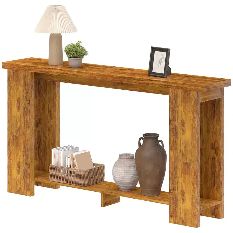 Table Console Style Ferme HOMCOM, Table d'Entrée Étroite de 63 po avec Étagère de Rangement et Plateau Épaissi pour Salon, Couloir