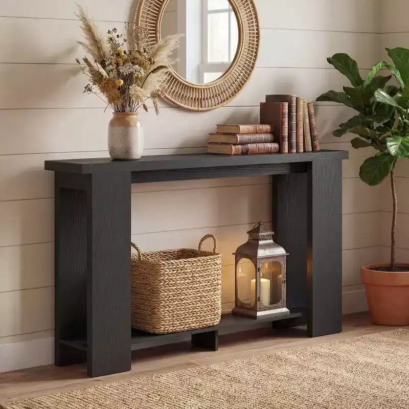 Table Console Style Ferme HOMCOM, Table d'Entrée Étroite de 63 po avec Étagère de Rangement et Plateau Épaissi pour Salon, Couloir