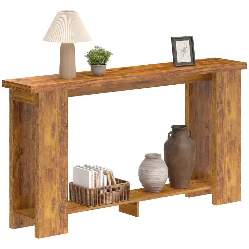 Table Console Style Ferme HOMCOM, Table d'Entrée Étroite de 63 po avec Étagère de Rangement et Plateau Épaissi pour Salon, Couloir