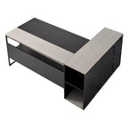 VEVOR L-Shaped Executive Desk, Large Modern Office Table with Drawers & Storage Cabinet&CPU Stand, 350 LBS Load Capacity, Black&Brown