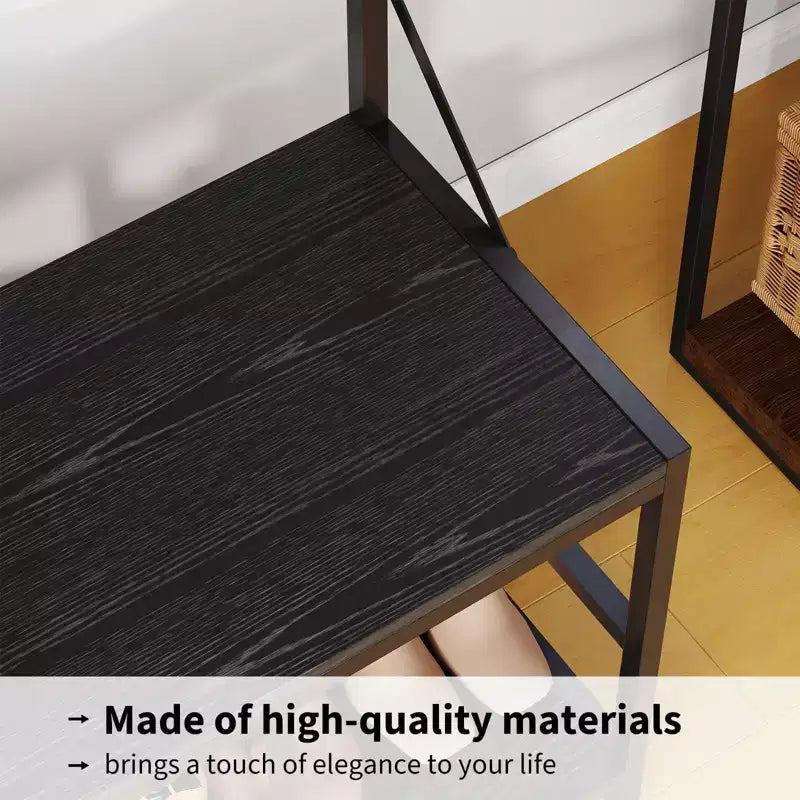 Meuble d'entrée avec banc et rangement à chaussures, Banc à chaussures d'entrée 5 en 1 avec porte-manteau, Porte-manteau et porte-chaussures 100 cm, Barre de suspension et 9 crochets
