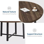 Table à manger ronde de 120 cm pour 4 personnes, table de salle à manger de cuisine avec cadre en métal robuste, table de cuisine circulaire en bois pour gagner de la place