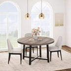 Table à manger ronde de 120 cm pour 4 personnes, table de salle à manger de cuisine avec cadre en métal robuste, table de cuisine circulaire en bois pour gagner de la place
