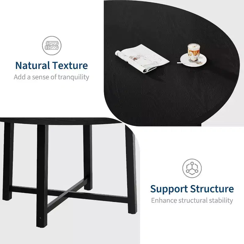 Table à manger ronde de 120 cm pour 4 personnes, table de salle à manger de cuisine avec cadre en métal robuste, table de cuisine circulaire en bois pour gagner de la place